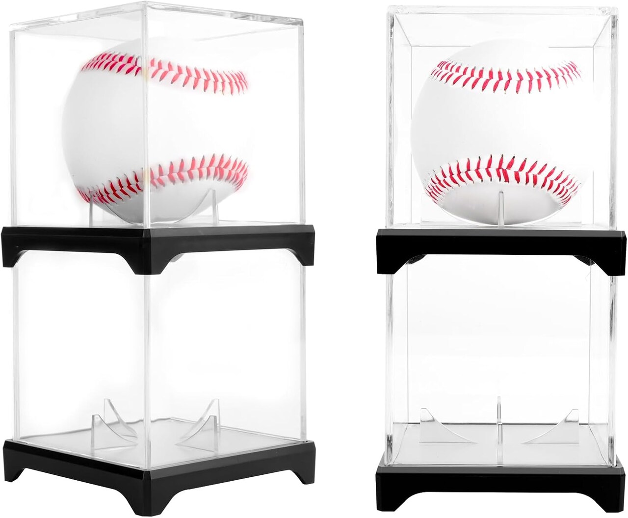 4 Pack Baseball Display Case Baseball Holder Display Case for Balls Baseball Case with Base Fit Official Size Ball